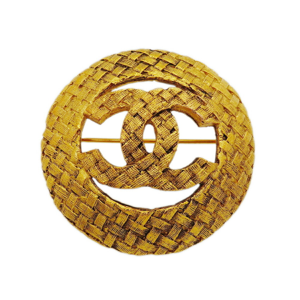 CHANEL Gold Logo Brooch